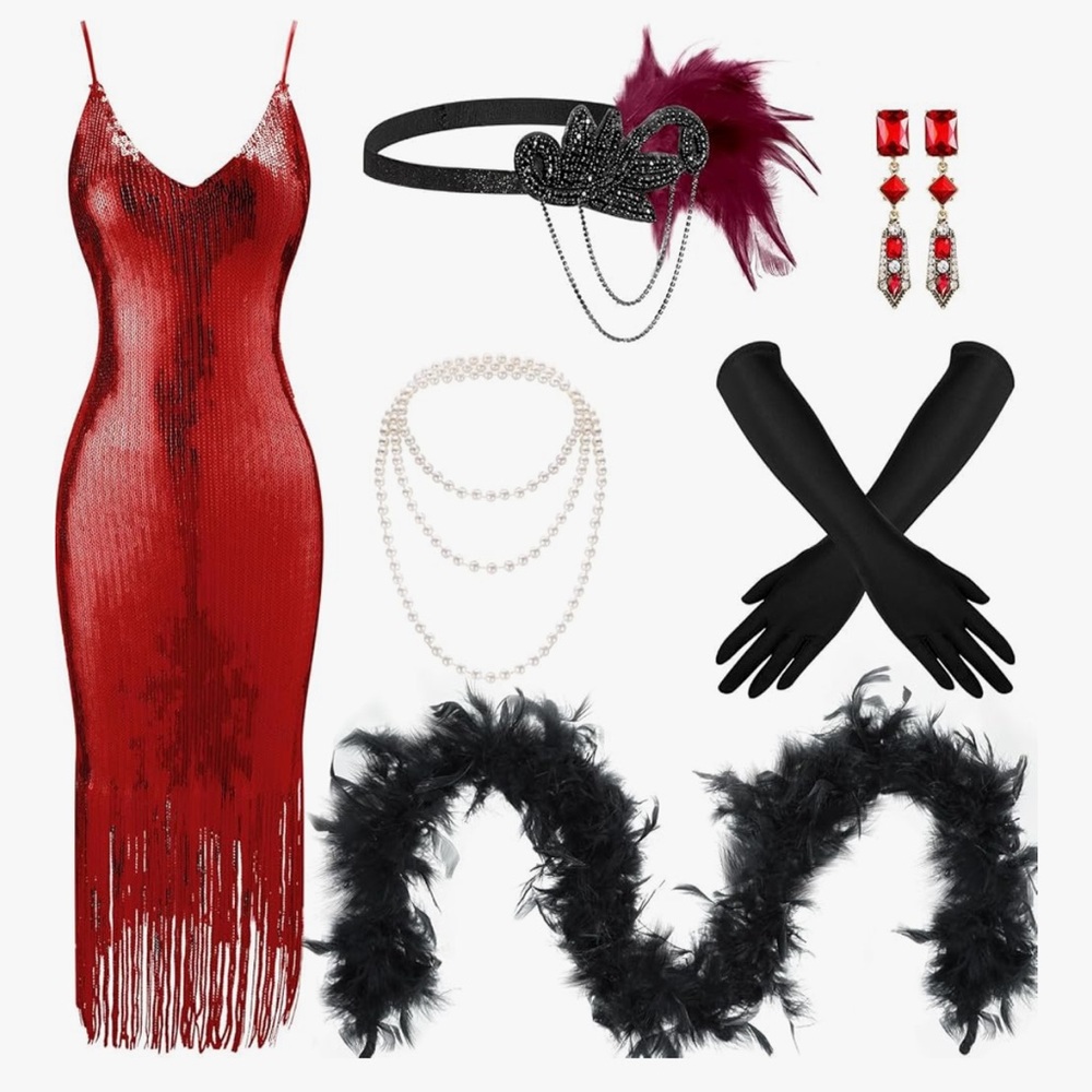 Elegant Red and Black Women's Accessory Set